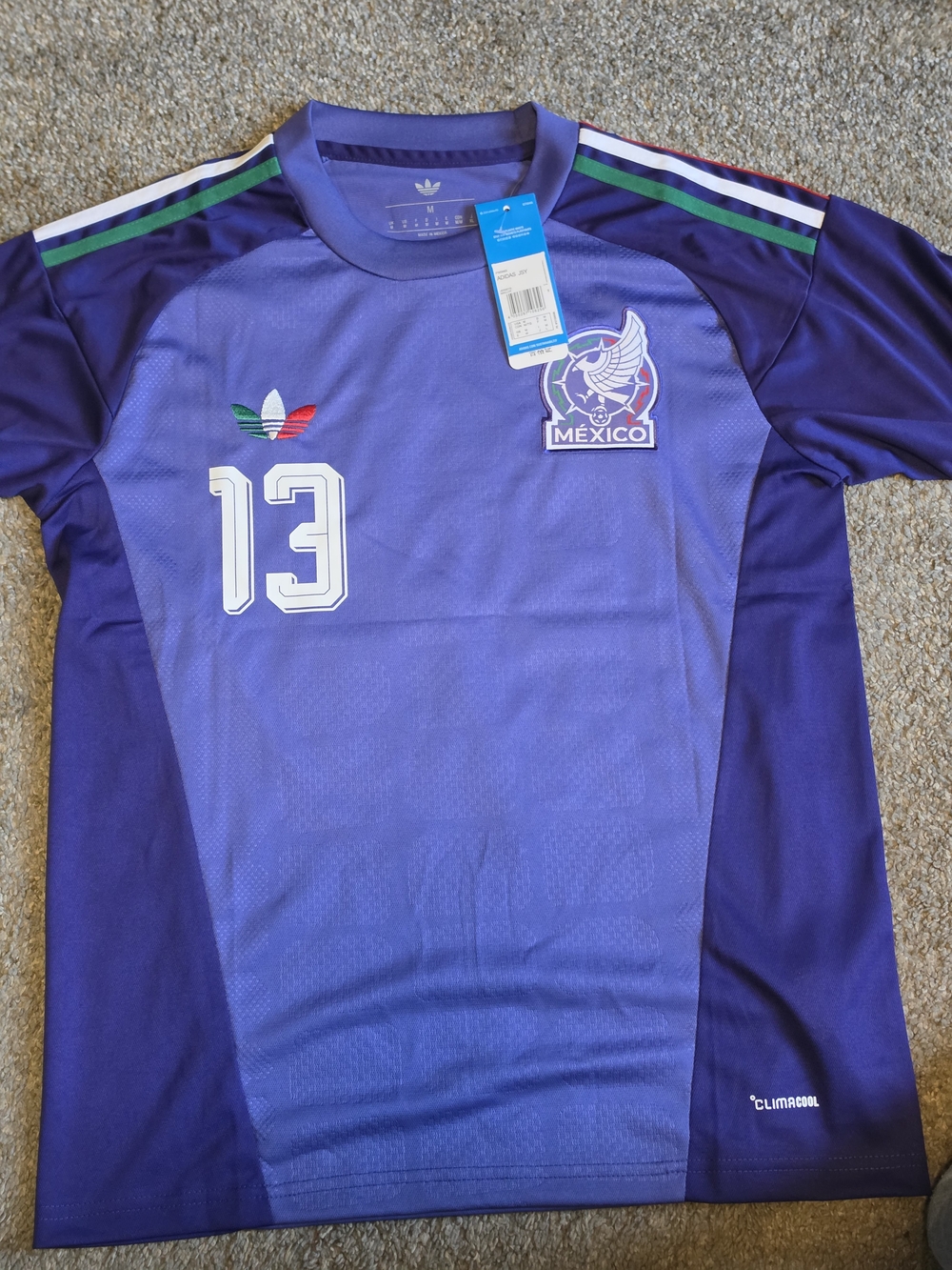 Mexico Purple Short-Sleeve Soccer Jersey with Number 13